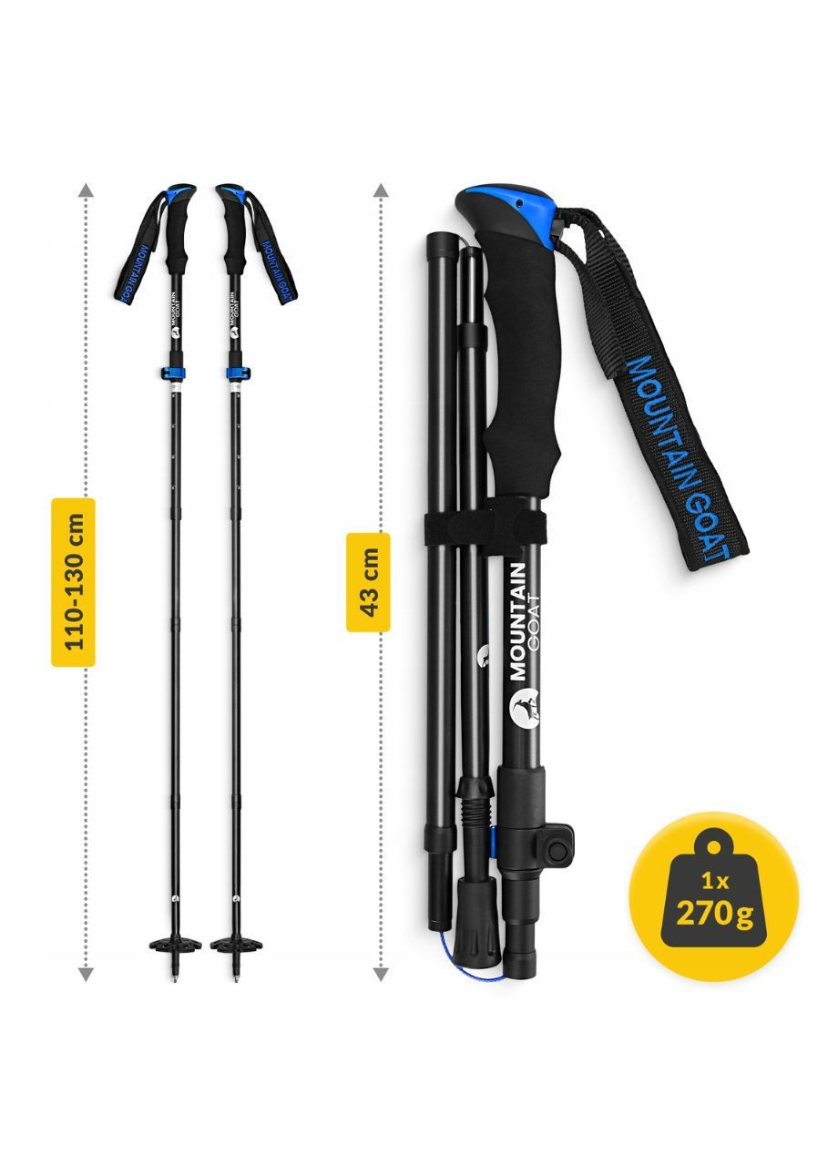 Трекінгові палиці 43-130 см 2 шт. Блакитні Mountain Goat Pro (368766543)