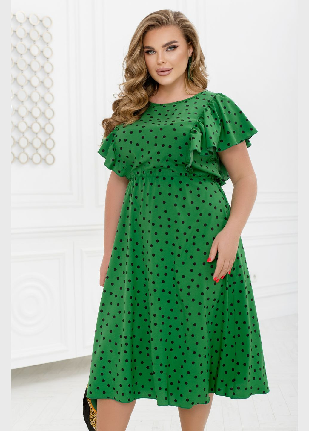 Зелена повсякденний сукня в горошок а-силует No Brand в горошок