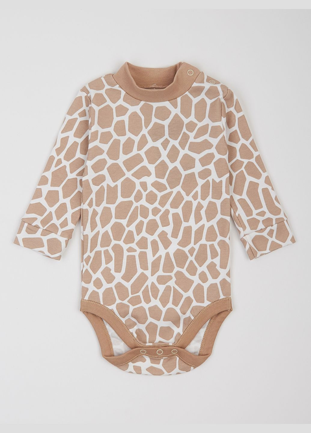 Боди-гольф детский с длинным рукавом с анималистическим бежевым принтом. KRAKO (322261234)
