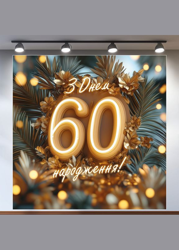 Баннер для фотозоны "С Днем рождения" | 1.2×1.2 м | Праздничный фон №42155 Vinylpex (360981603)