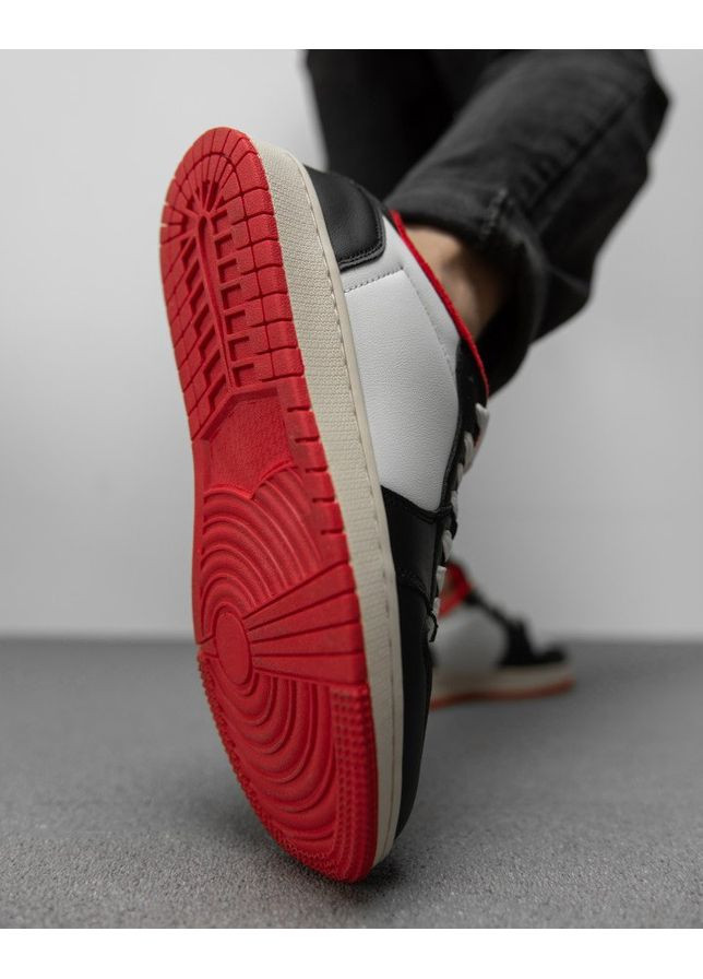 Чорно-білі Осінні чоловічі кросівки dunk white/red No Brand