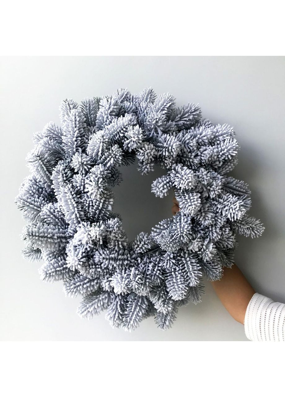 Вінок новорічний різдвяний Premium з литої хвої d-55 см засніжений HVOYA (370161800)