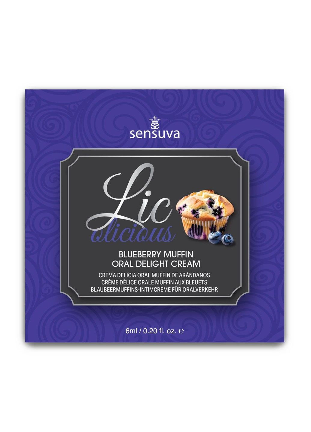 Пробник геля для минета Lic o licious Blueberry Muffin 6 мл маслянистый без сахара Sensuva (302297861)