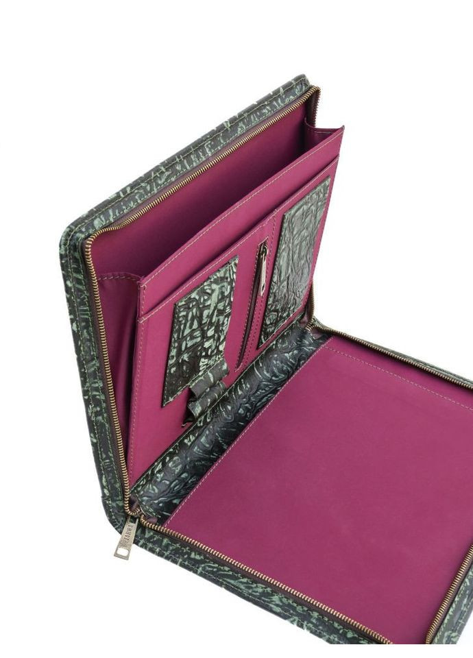 Папка для документів з натуральної шкіри з відділенням під картки зелена TARWA (302315101)