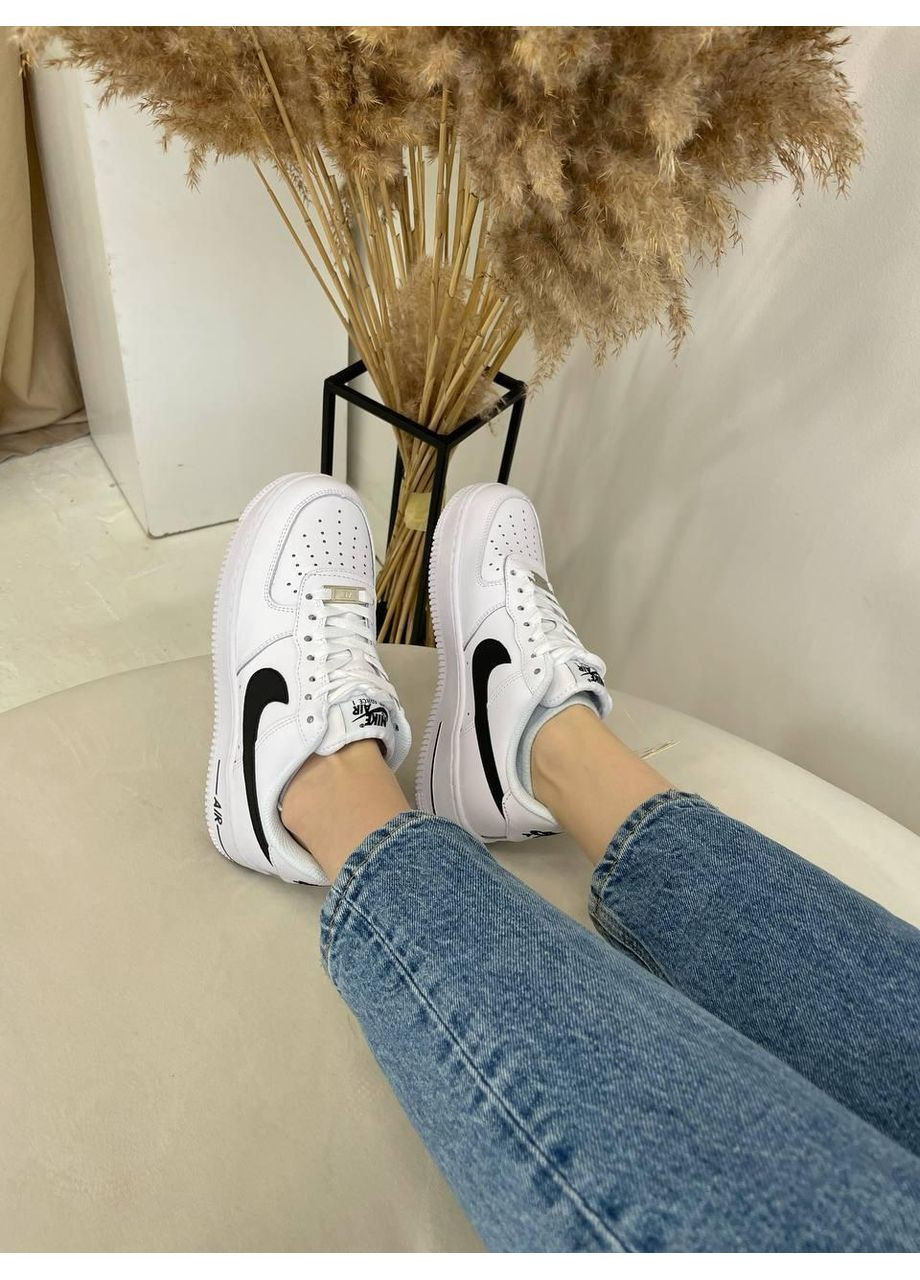 Чорні Осінні кросівки чоловічі nike air force 1 white black 4 найк аір форс 1 преміум No Brand