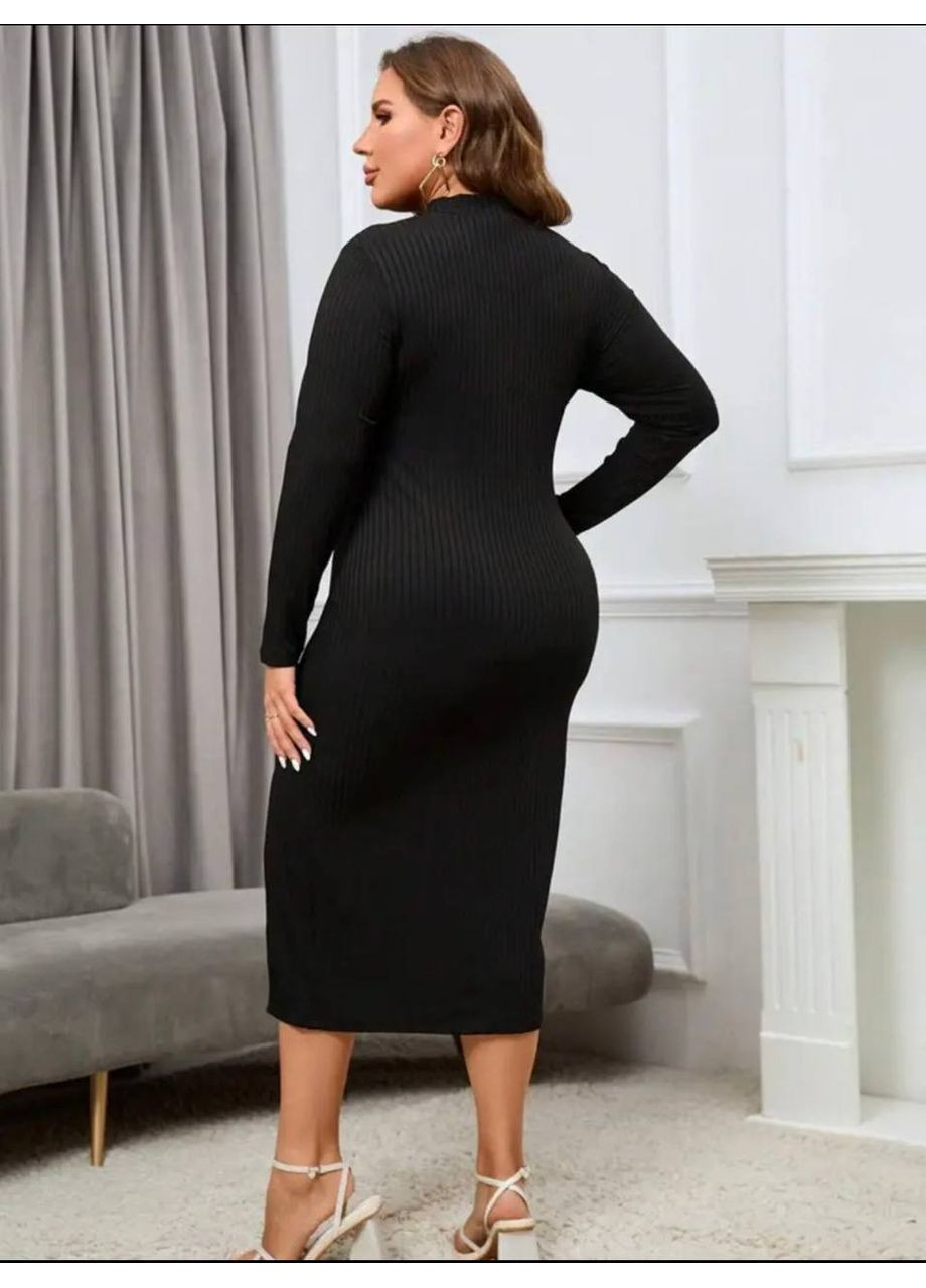 Черное платье 1398 лорен,широкий рубчик люкс,на груди вырез,снизу разрез Україна