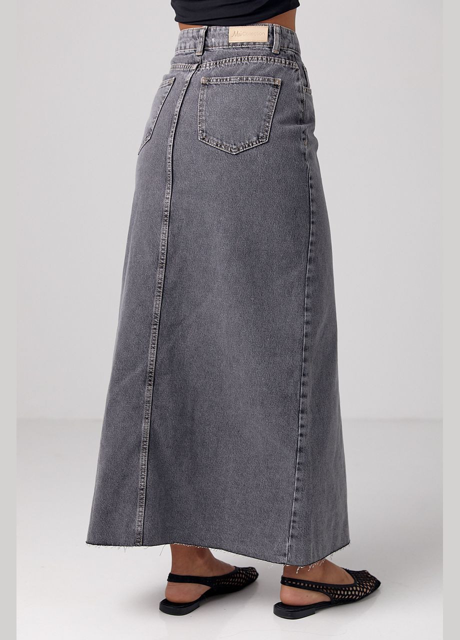 Джинсова спідниця з розрізом та бічним гульфіком чорний колір 34р (sku_03167) No Brand (315796917)