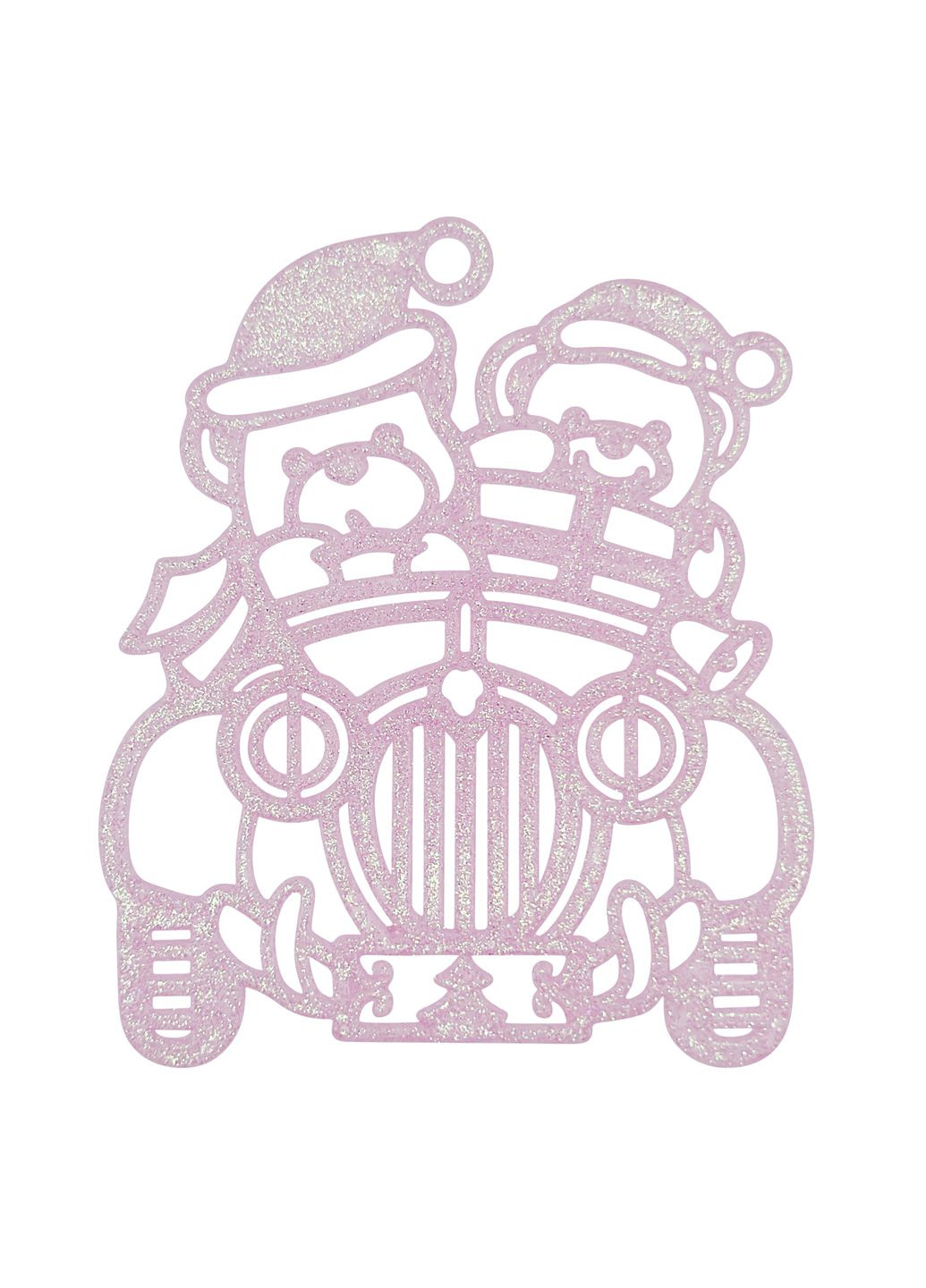 Новогодняя подвеска Медведи на машине 2Д 12х10см розовый MIS LT (365627323)