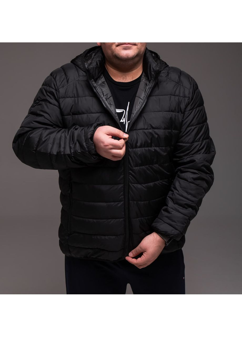 Черная демисезонная теплая и удобная мужская демисезонная куртка батал Vakko