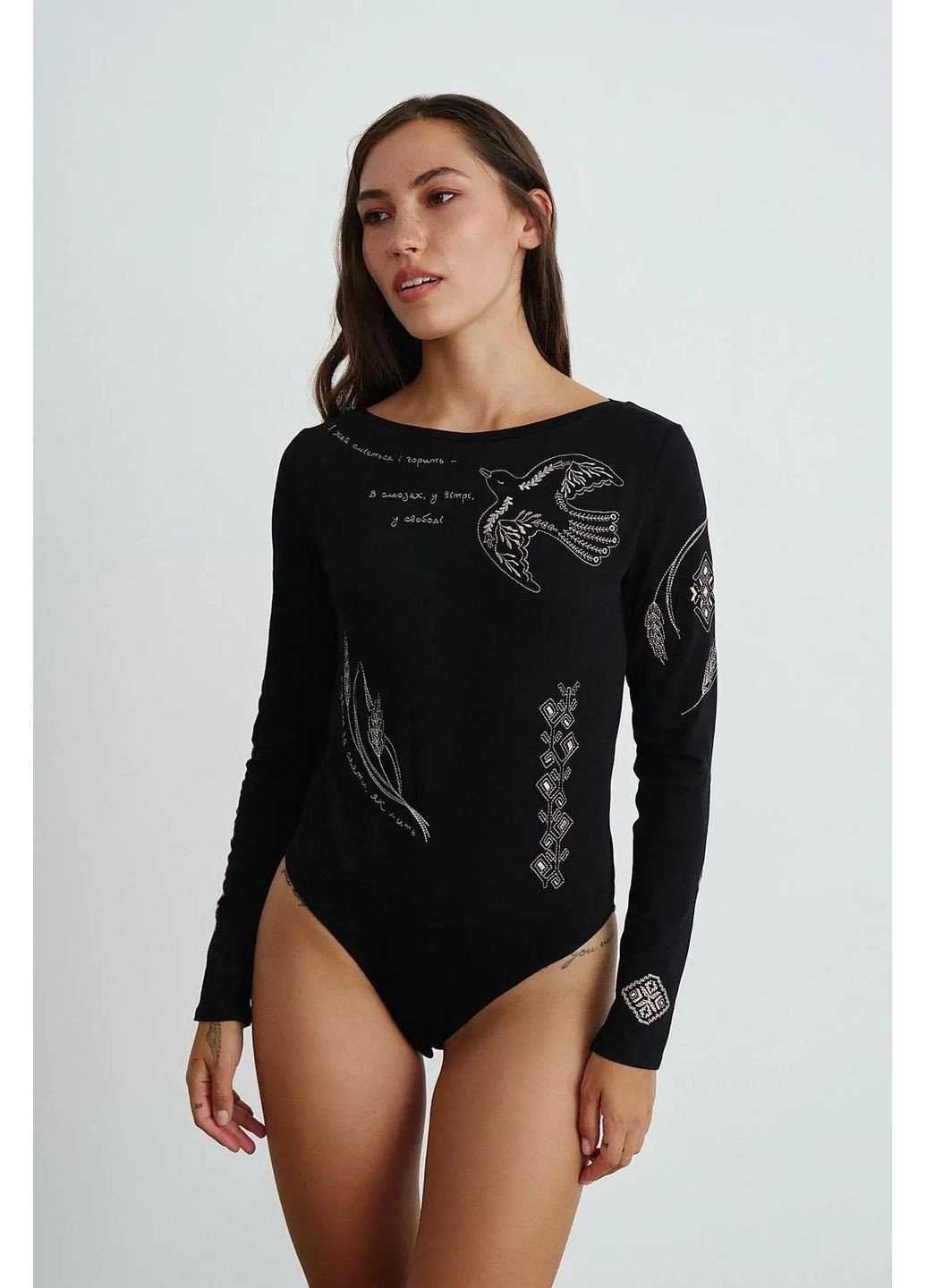 Боди с вышитым украинским орнаментом, цвет Черный Rica Mare (367831710)