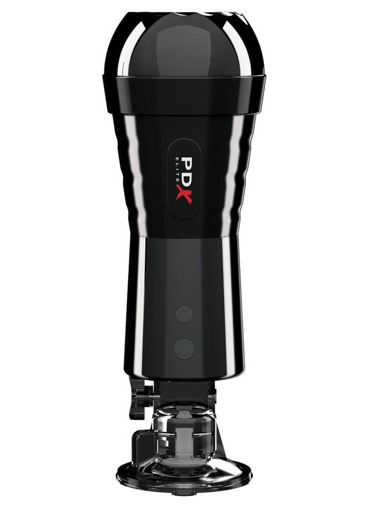 Мастурбатор-вагіна з вібрацією PDX Elite на присосці, в чорній колбі Pipedream (303890724)