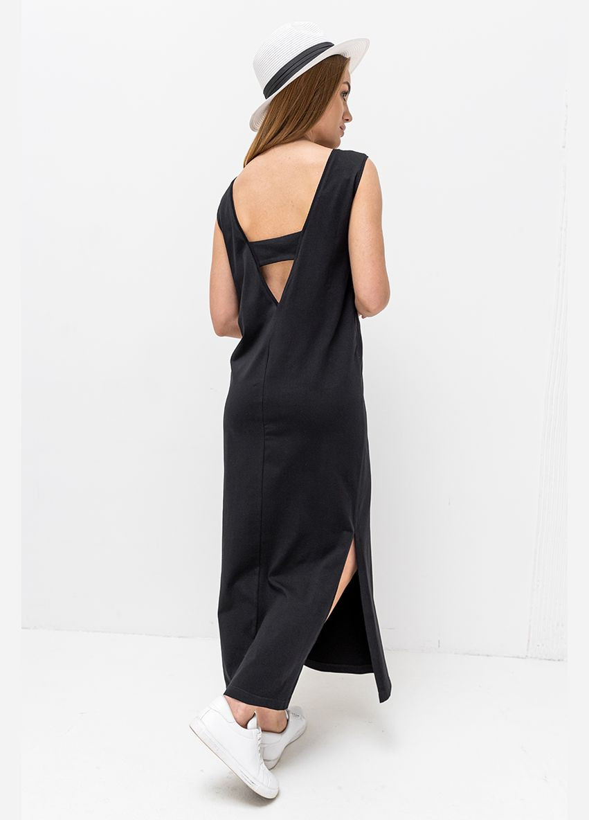 Черное трикотажное платье-майка для беременных и кормящих черное хлопковое Юла мама