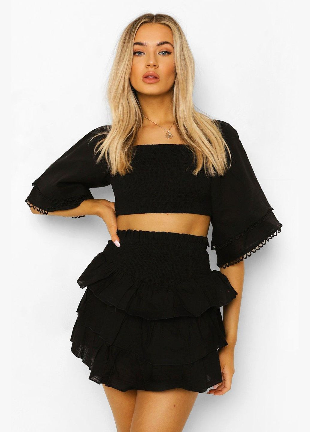 Черная кэжуал однотонная юбка Boohoo