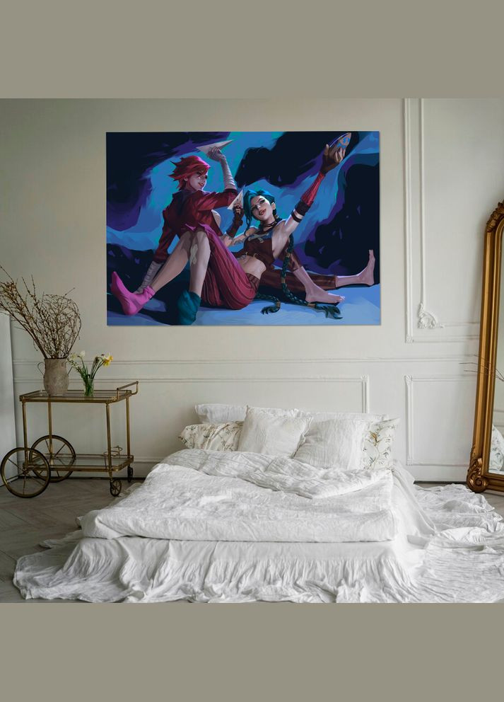 Плакат- на стіну з оригінальним принтом аніме-мультсеріалу Arcane Аркейн "Jinx Джинкс Vi Вай" А0 Кавун постер (316208690)