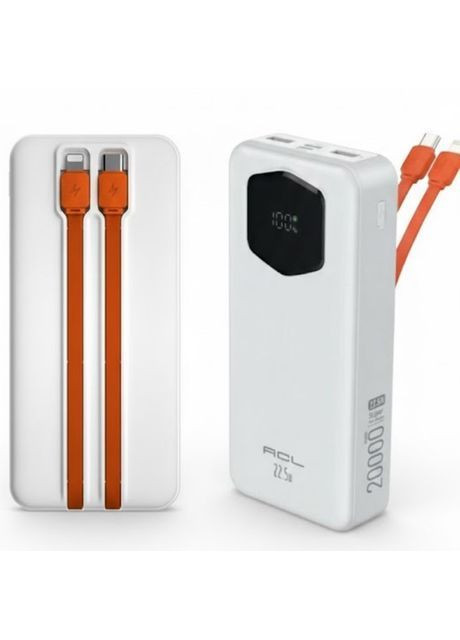 Портативный повербанк Power bank PW-140 на 20000 мАч с быстрой зарядкой Белый (2104618843) ACL (370606372)
