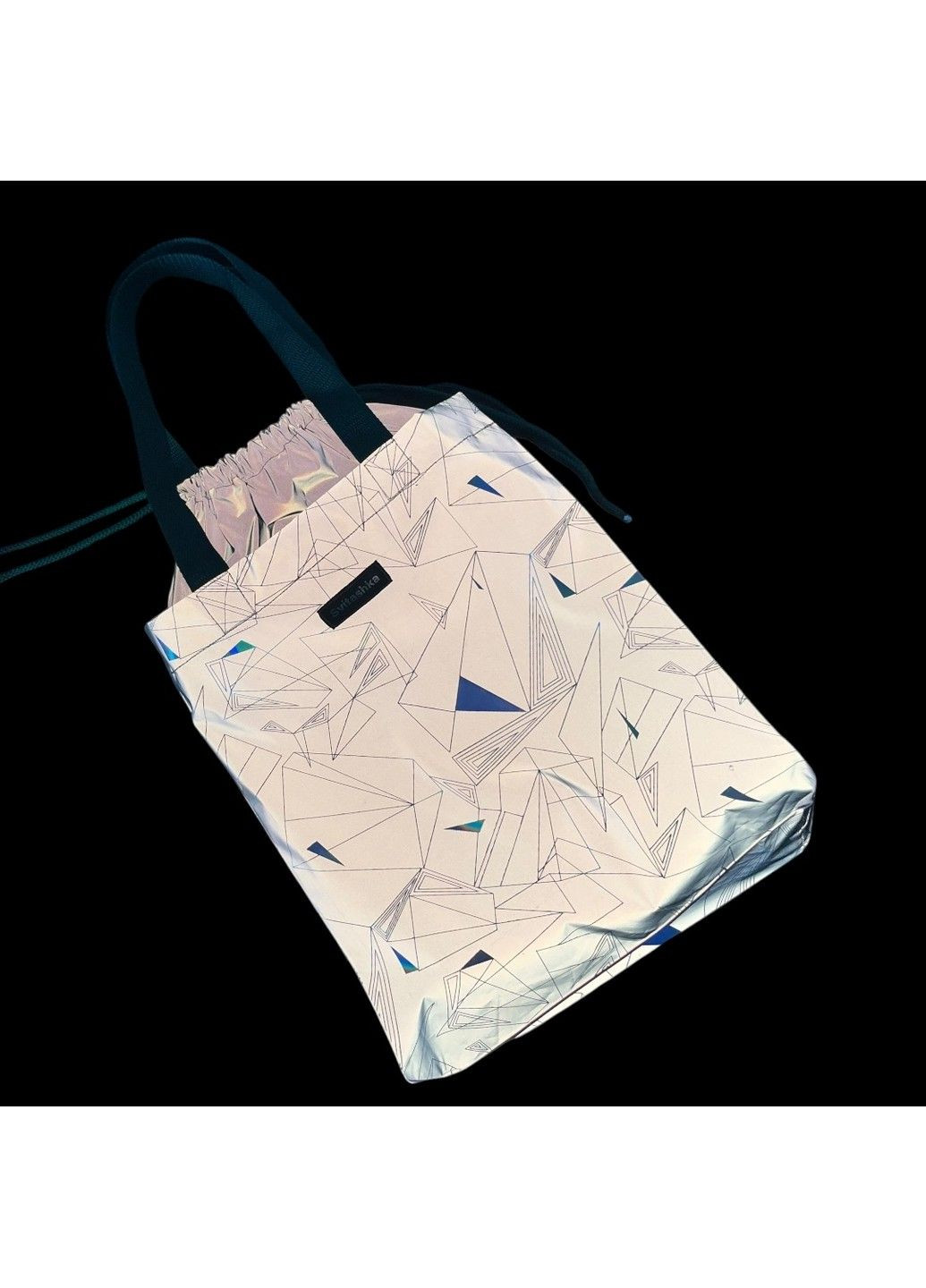 Светоотражающий шопер Svitashka Абстракция на завязках с зелеными ручками No Brand (335051205)