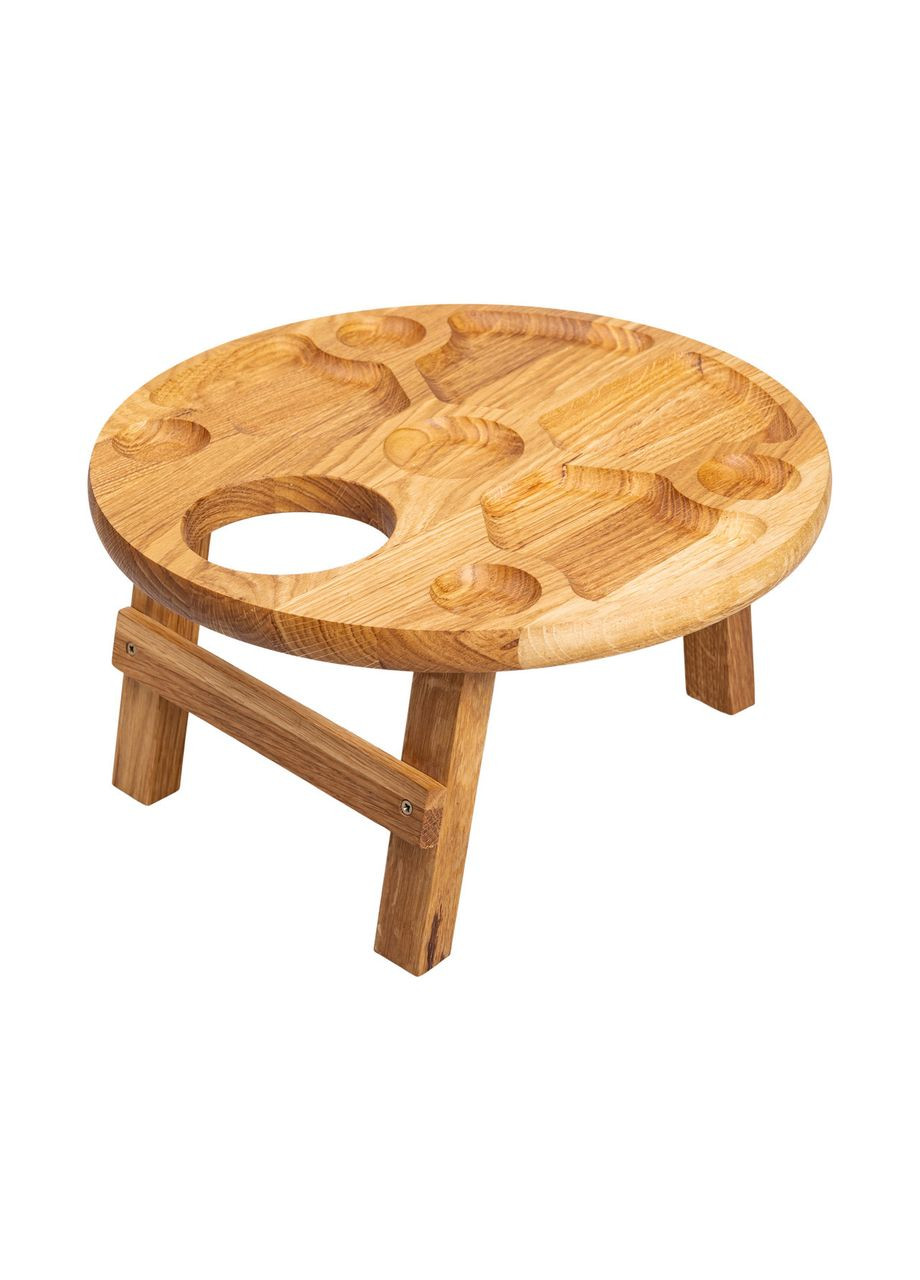 Винный столик-менажница из дерева 35 см круглый на ножках дуб BWR350180 LUGI (370801952)