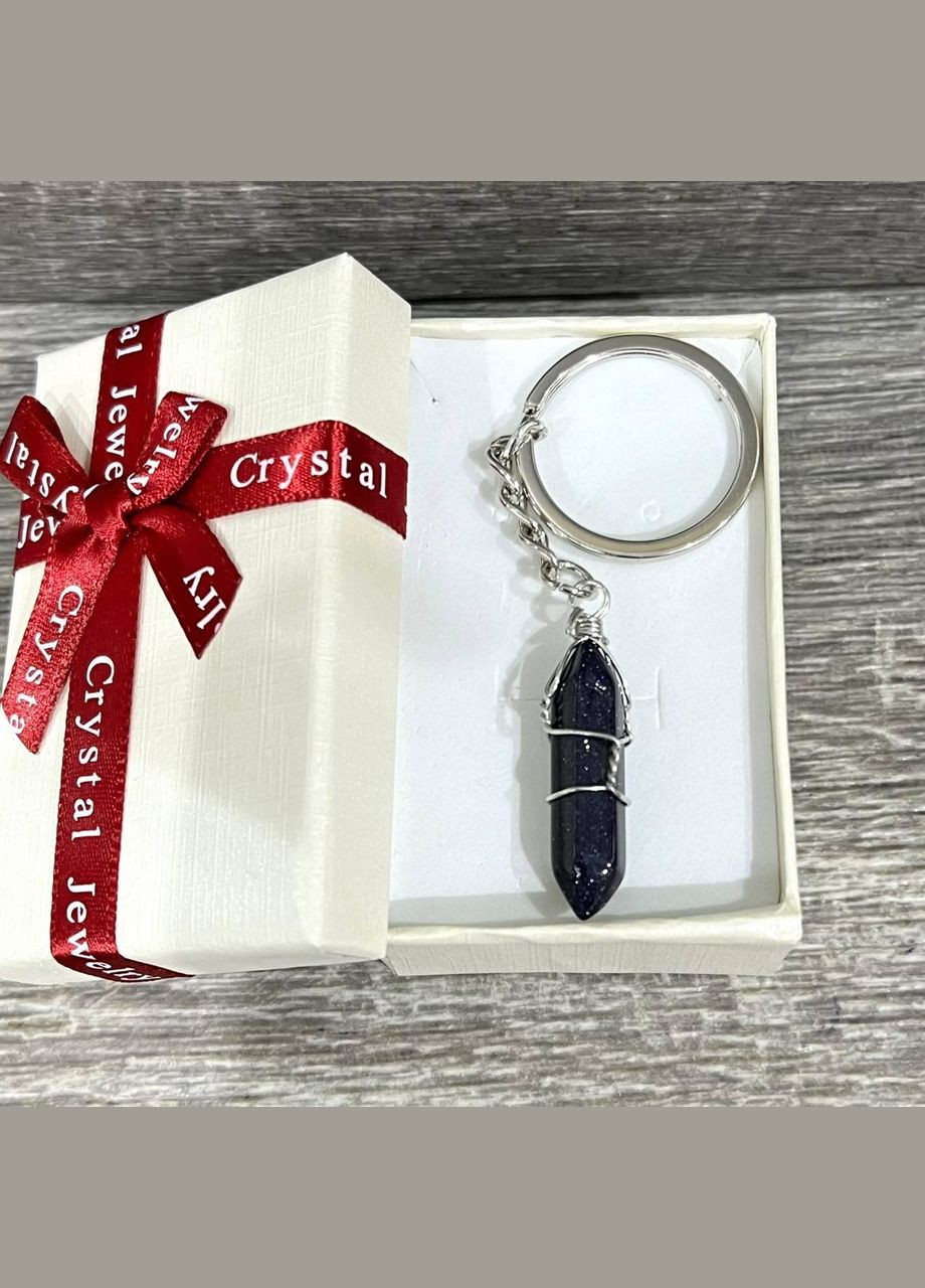 Кулон натуральный камень Авантюрин "Ночи Каира" в виде кристалла шестигранника в оплетке на брелке в коробочке Овен (331291900)