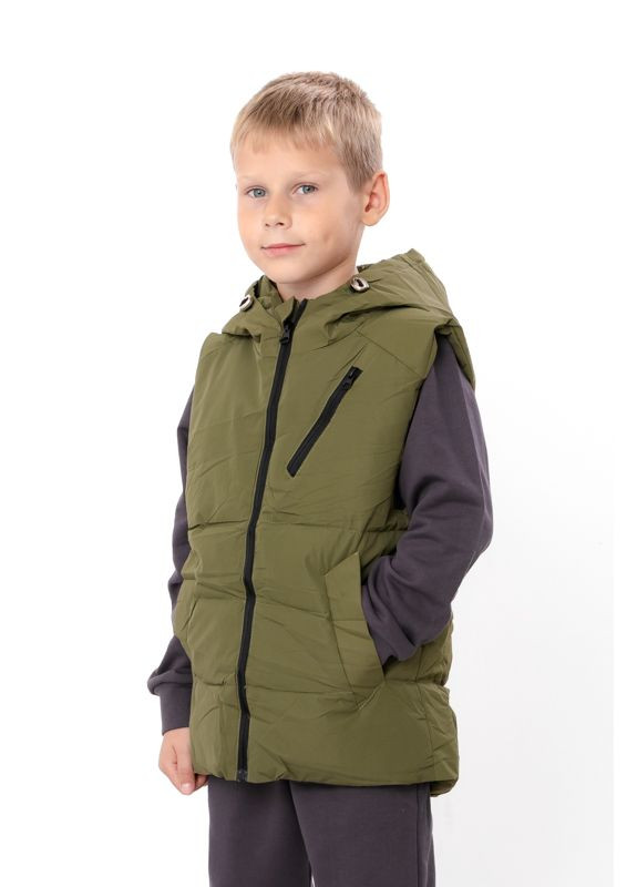 Демісезонна жилетка для хлопчика однотонна з капюшоном (p-18189) Носи своє (363849438)