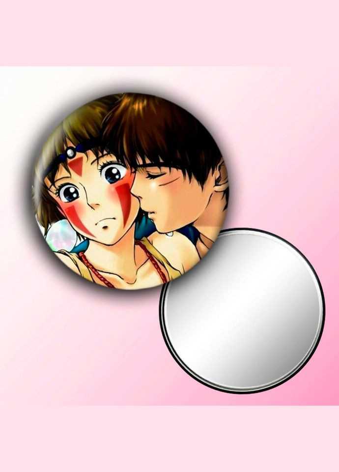 Зеркальце косметическое карманное Аниме Принцесса мононоце #0005 с рисунком круглый 56 мм No Brand (309160735)