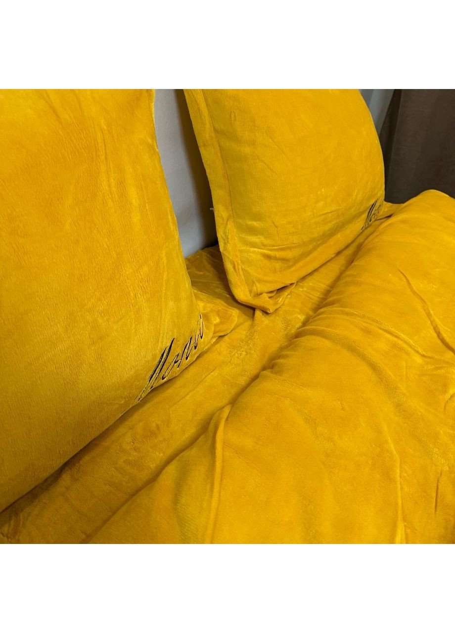 Велюровий набір постільної білизни євро розмір жовтий колір No Brand (367912392)