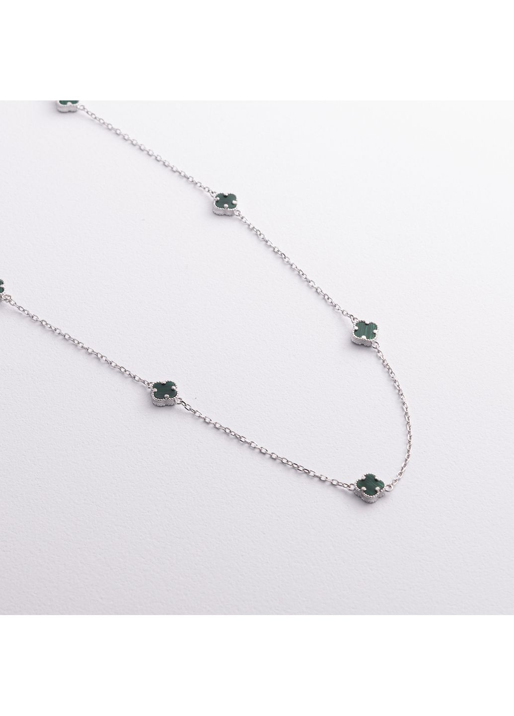 Серебряное колье Клевер (малахит) 181354 75 75 Oniks (349758544)