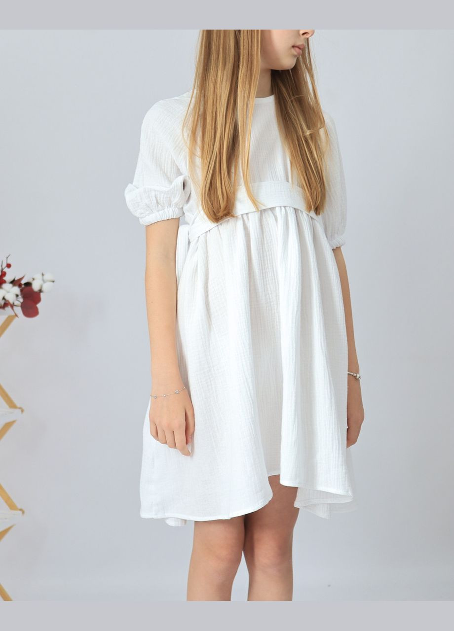 Біла дитяче довге біле плаття "венді" з мусліну для дівчинки No Brand (331619973)