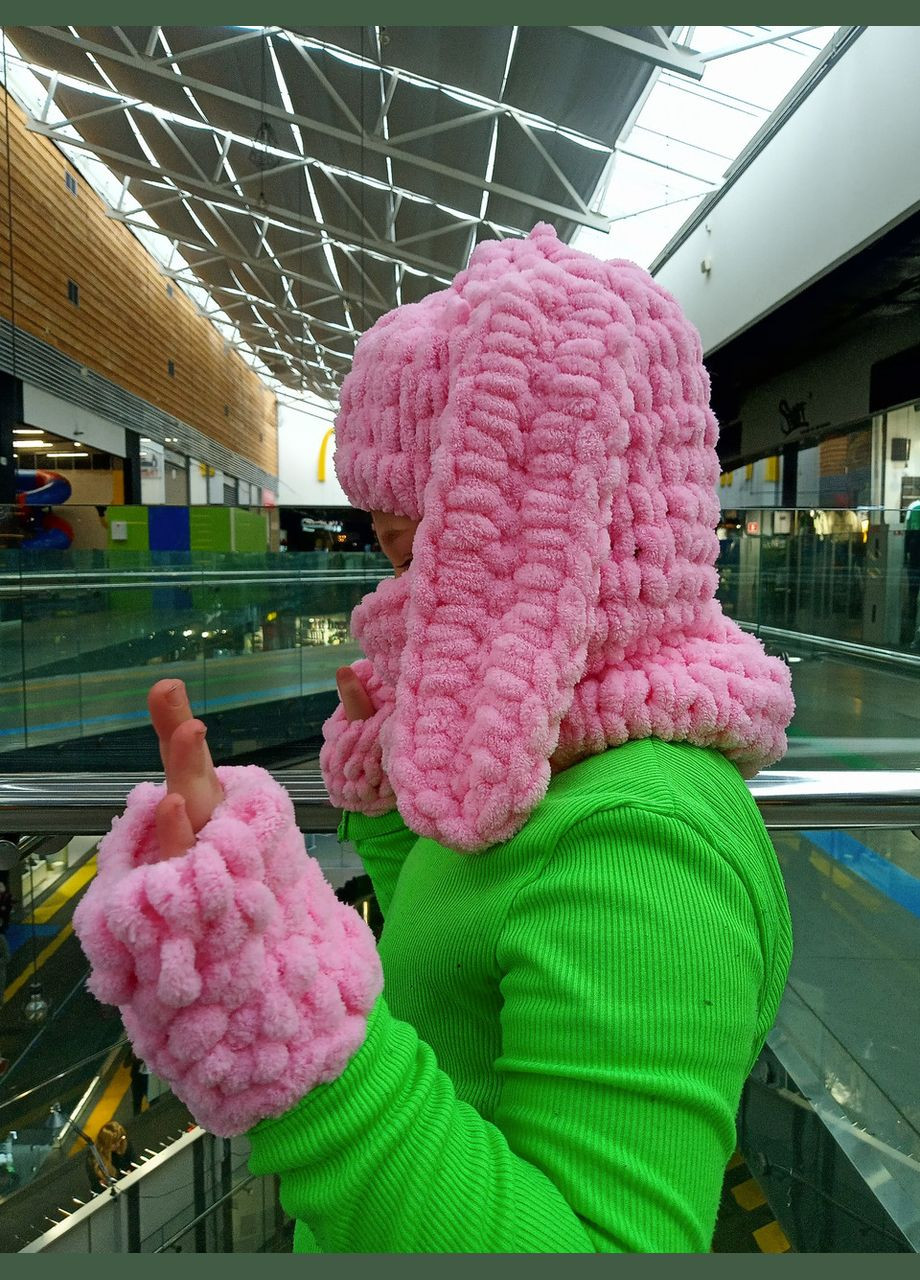 Детская вязаная балаклава с ушками + варежки в подарок 2 Льва (354331508)