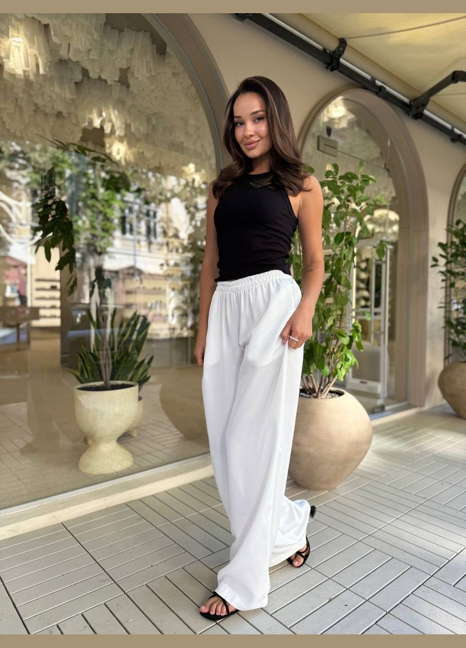 Стильные женские шелковые брюки молочные No Brand (342745250)