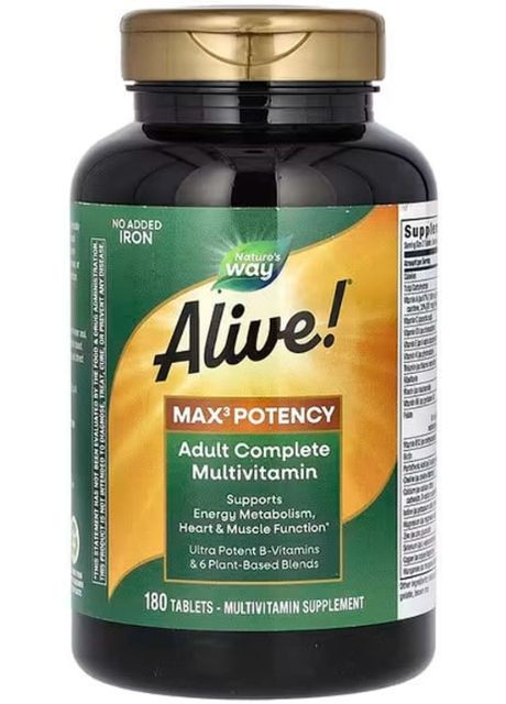 Мультивітаміни без заліза Alive! Max3 Potency 180 таблеток Nature's Way (357340196)