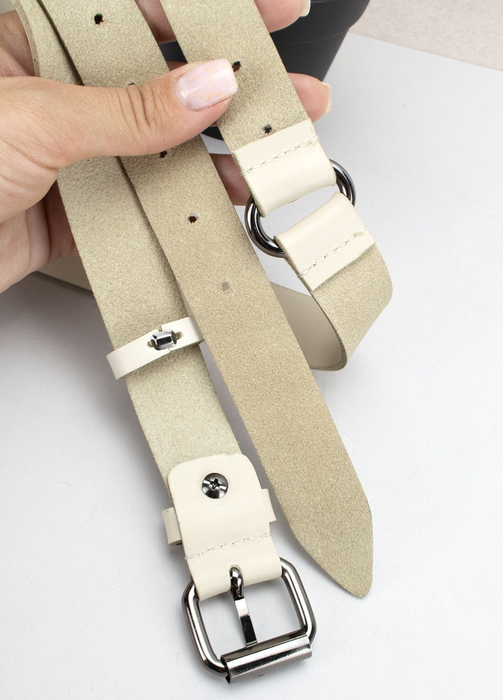 Ремень женский кожаный в два оборота SF-2501 молочный (180-270 см) SFIP (295273334)