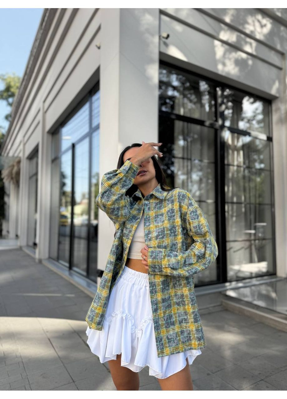 Желтая кэжуал рубашка в клетку MonCher с длинным рукавом