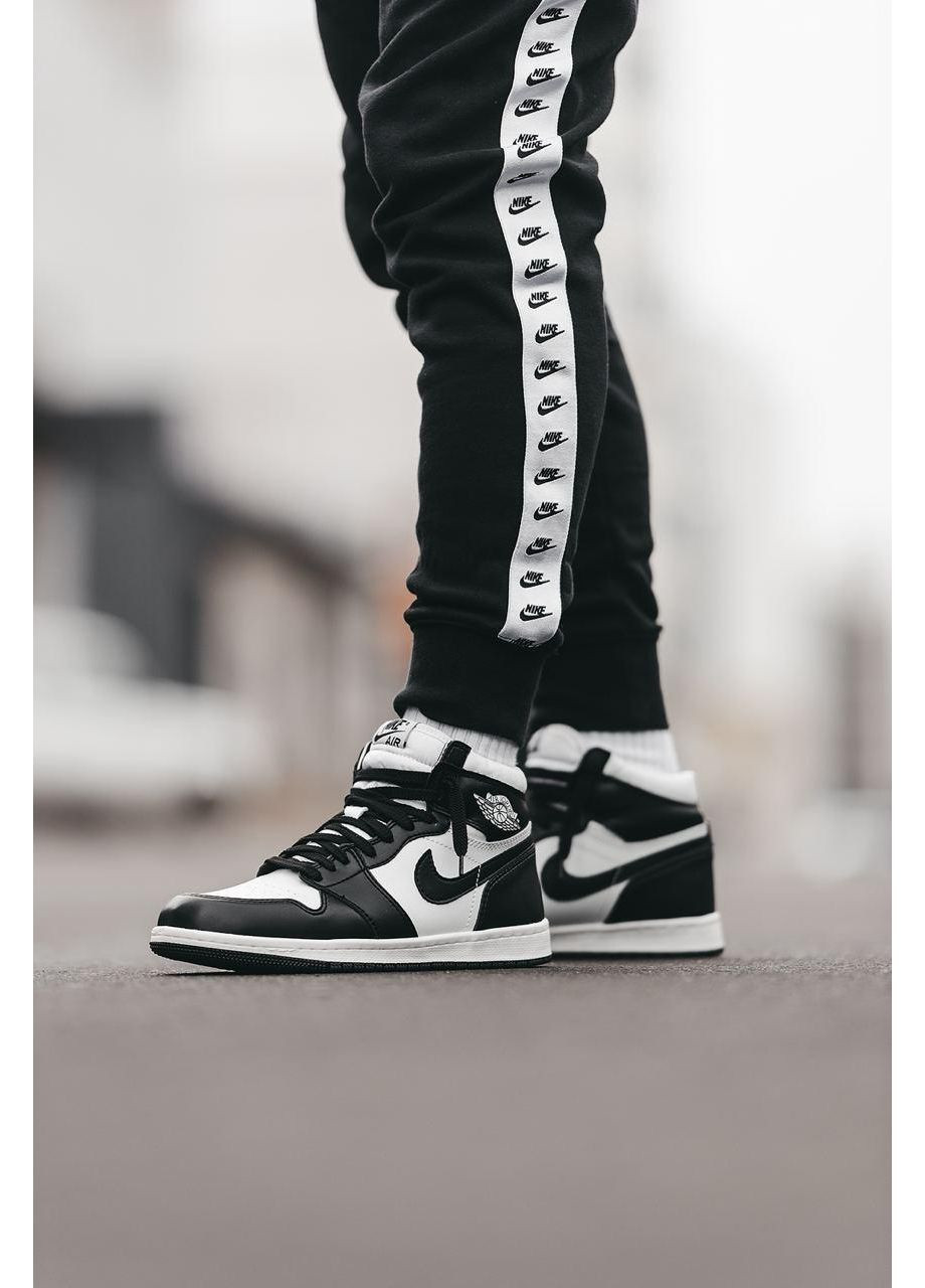 КРОССОВКИ ЖЕНСКИЕ NIKE AIR JORDAN 1 RETRO MID BLACK WHITE V2 НАЙК АИР ДЖОРДАН No Brand чёрные зима (367172986)