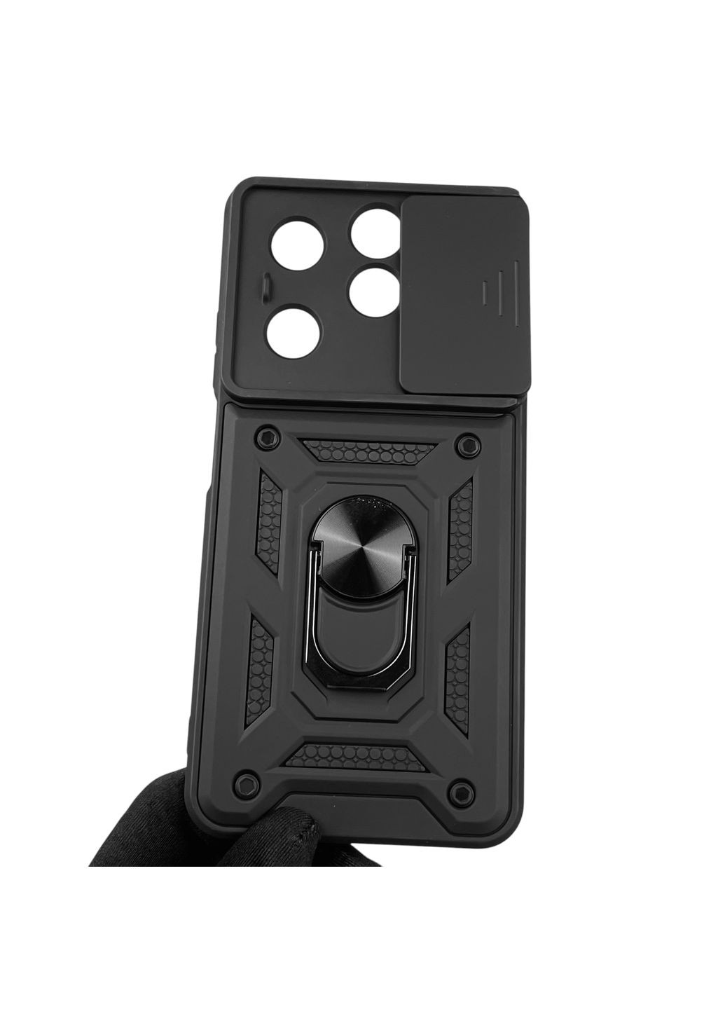 Чехол для Hot 40i (X6528B) бронированный с кольцом со шторкой на инфиникс хот 40ай чёрный rg1 Infinix (366235225)