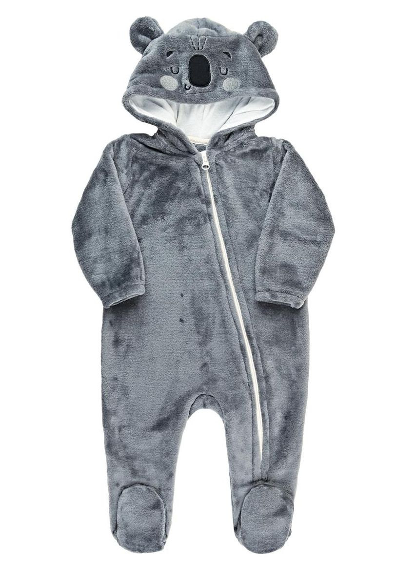 Чоловічок з капюшоном теплий велсофт сірий Україна (315050012)