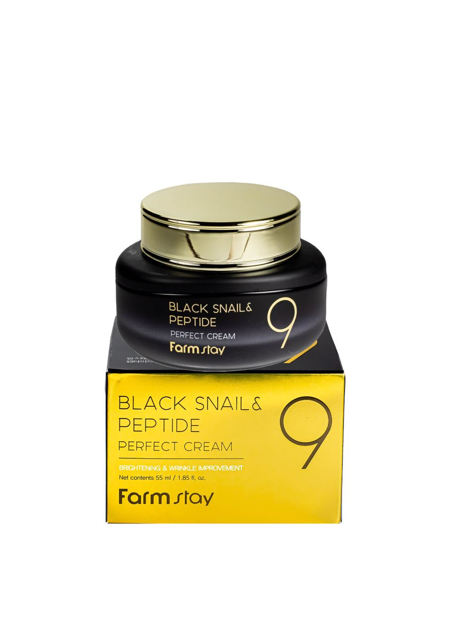 FarmStay Антивіковий крем для обличчя проти зморшок з чорним равликом та пептидами Black Snail & Peptide 9 — Крем, Південна Корея (367985232)