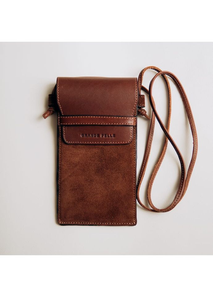 Минисумка чехол для телефона, панч 70352323 терракот Grande Pelle (352261253)