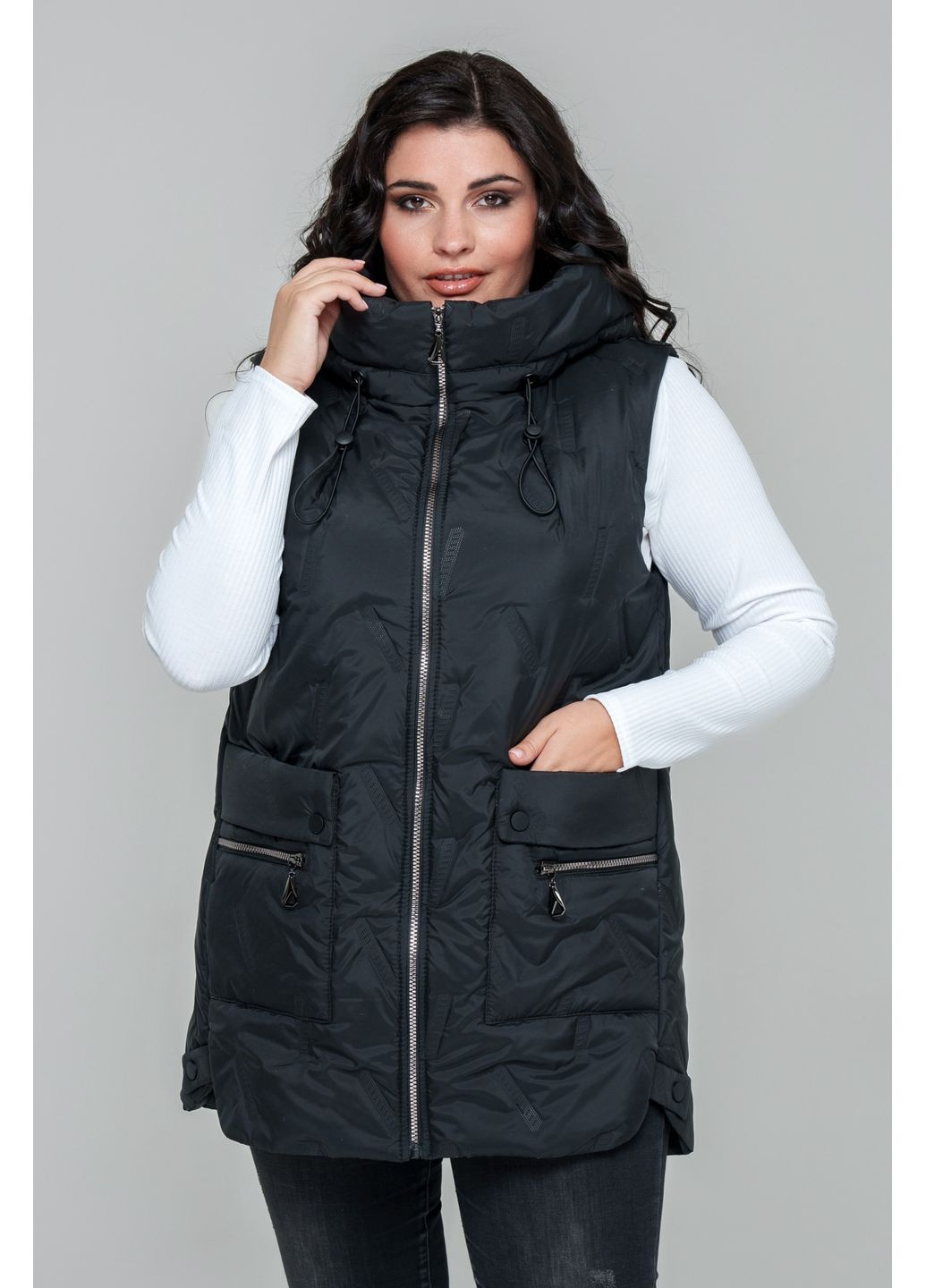 Жилет прямого силуету з капюшоном All Posa (ap101604p) A'll Posa (362693116)