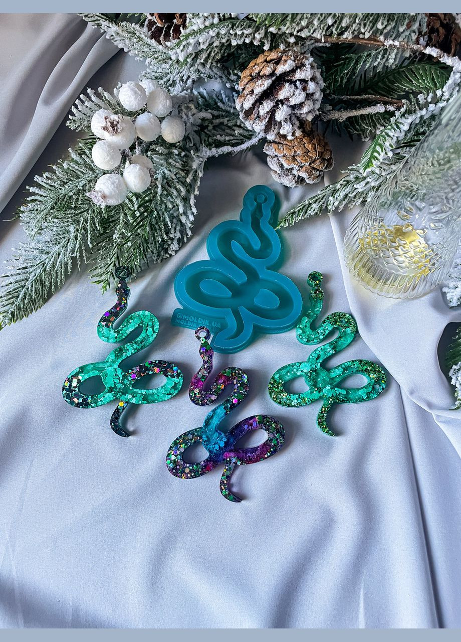 Молд Змія широка форма для новорічних іграшок на ялинку силіконова форма для епоксидної смоли No Brand (370566497)