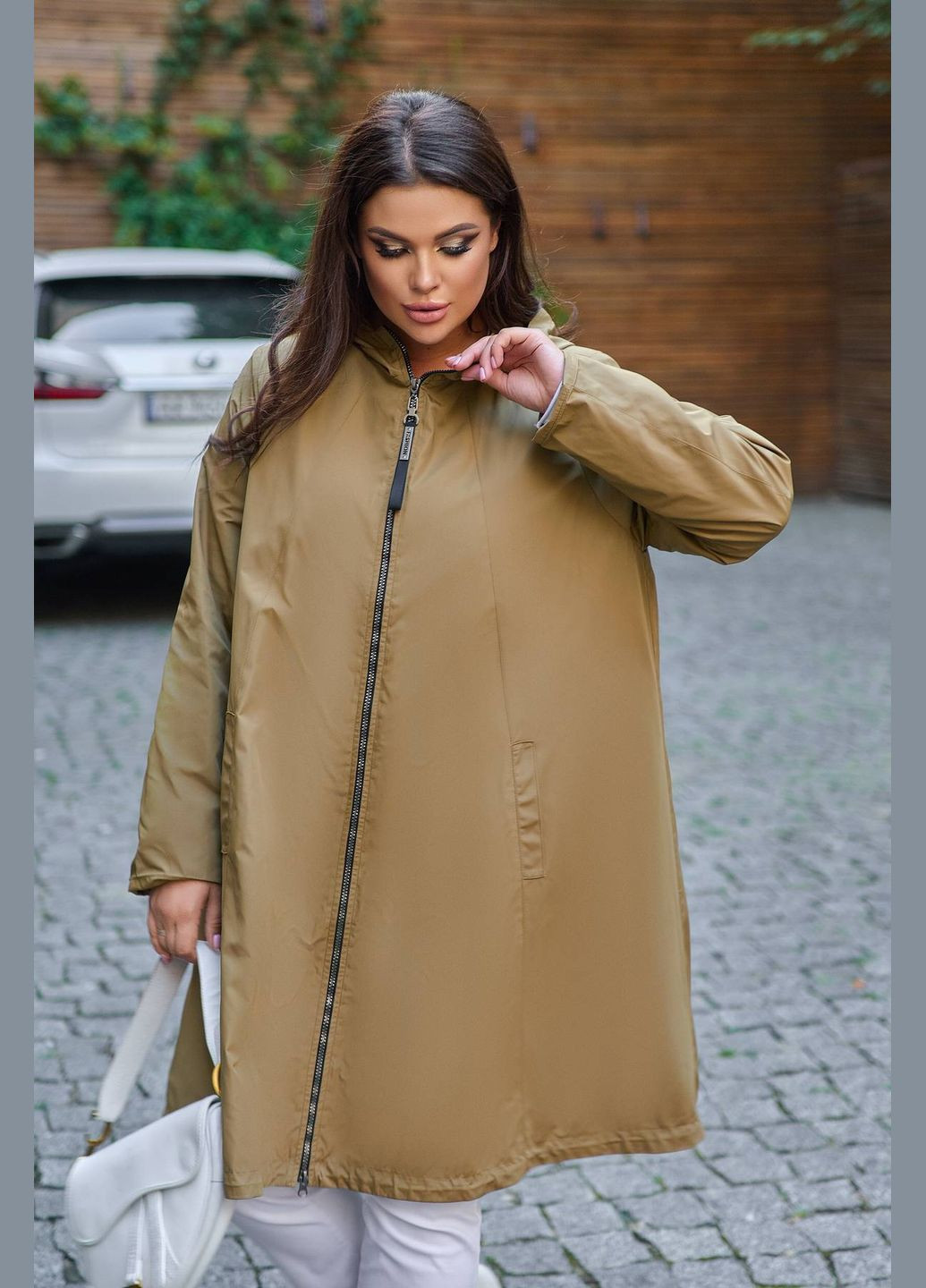 Плащ-дождевик с капюшоном ГРЕМ бежевый 54 Tatiana демисезон (347580292)