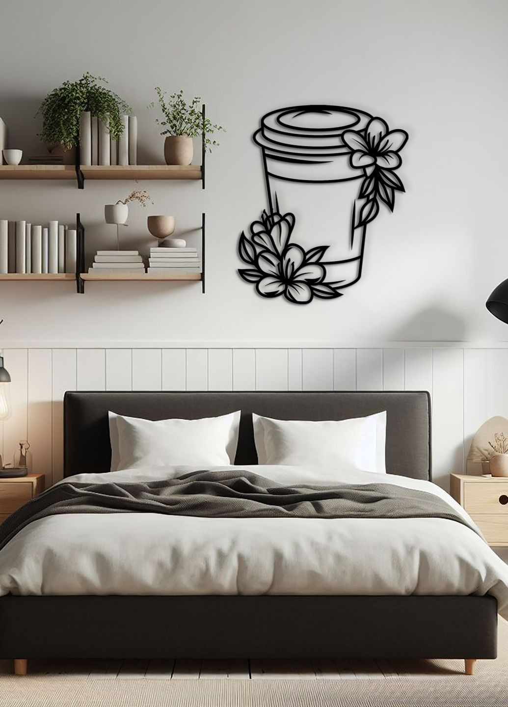 Современная картина на кухню, декоративное панно из дерева "Кофе с собой", стиль минимализм 15х18 см Woodyard (291882797)