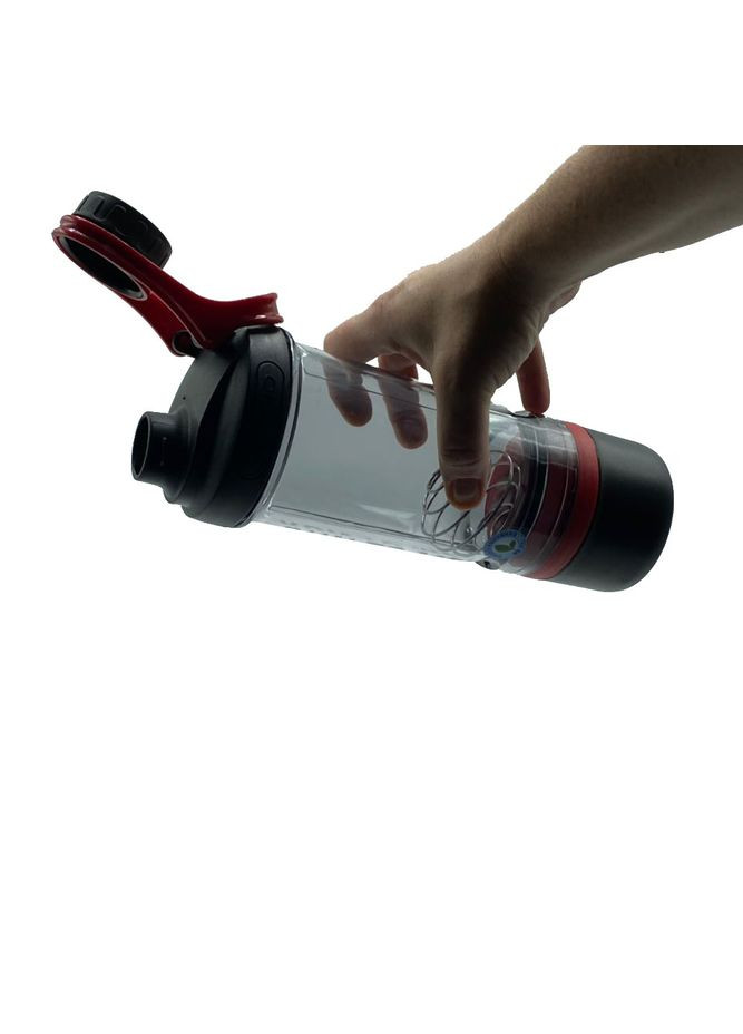 Шейкер спортивний з контейнером 600 мл KXN-1199 з вінчиком Сірий/Червоний (A-011822) Casno (308460304)