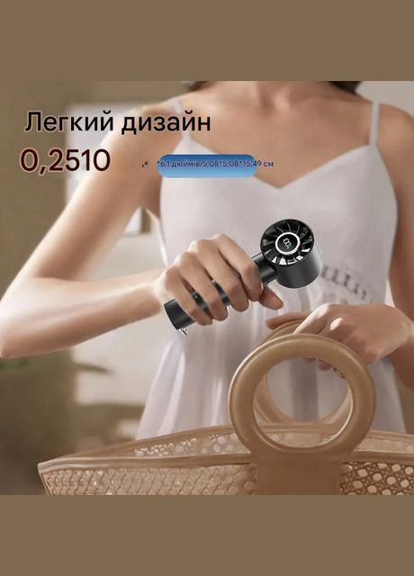 Компактний акумуляторний міні-вентилятор Gaiatop USB з дісплеєм та ліхтарем HF-01 No Brand (316651779)