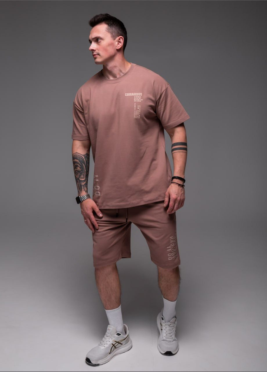 Темно-бежевый летний мужской летний костюм с шортами Vakko