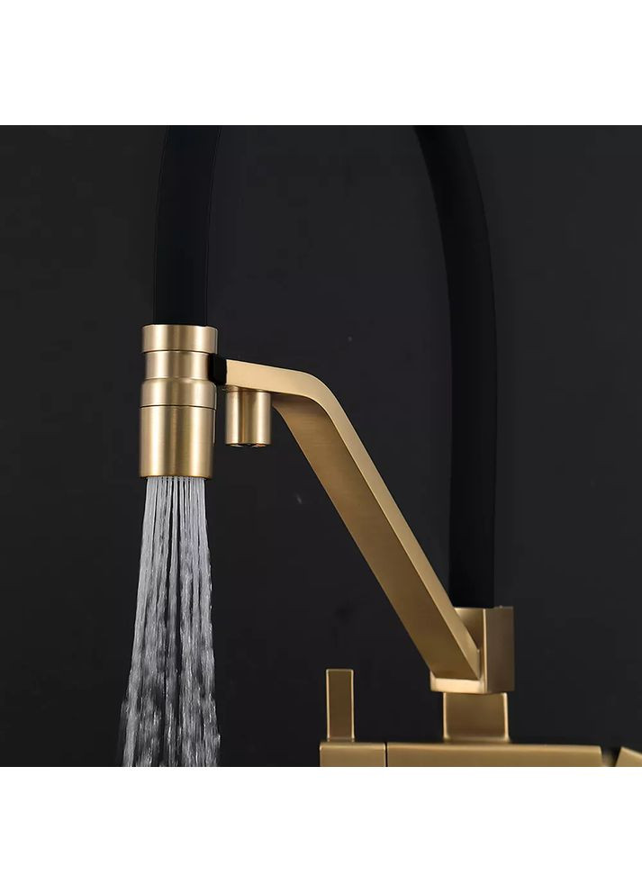 G4395-63 кухня під осмос одноваж. вис. силік. вилив лат. шпил карт.90° Ø35 (сат. золот/чорний) {8/1} GAPPO (371881894)