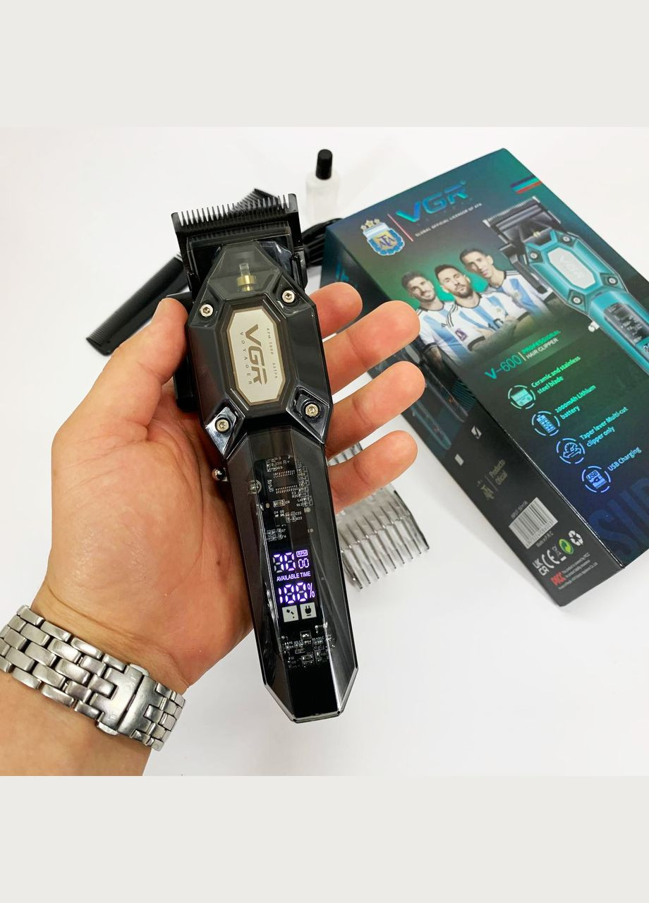 Аккумуляторная машинка для стрижки V-600. Цвет: черный VGR (364664425)