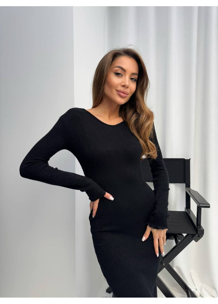 Черное спортивное, повседневный, джинсовое, деловое, кэжуал ангоровое платье Україна