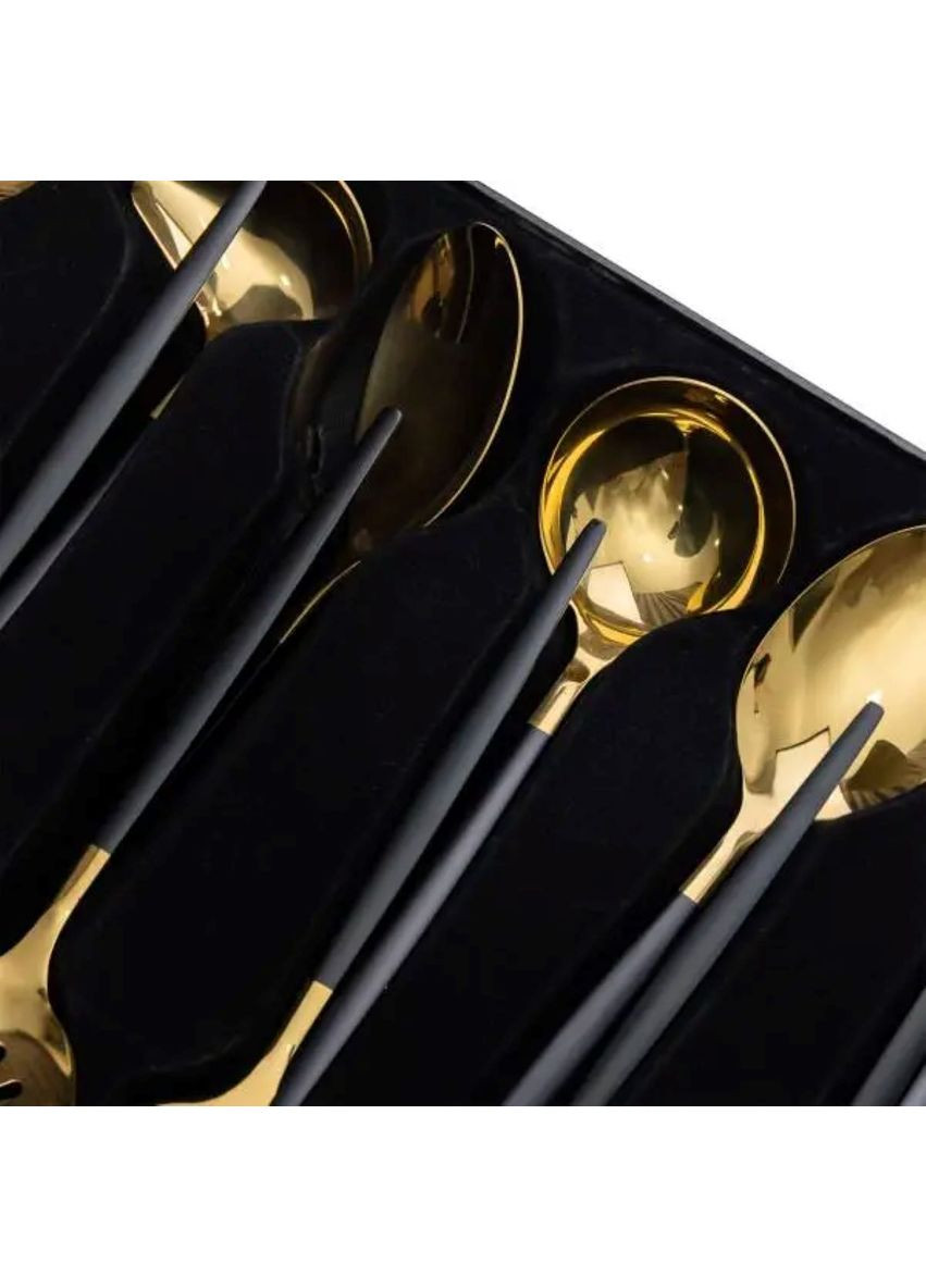 Набір кухонного приладдя 12 предметів столові прилади з нержавіючої сталі Золото з чорним HP-20-22 Jooki (358705977)