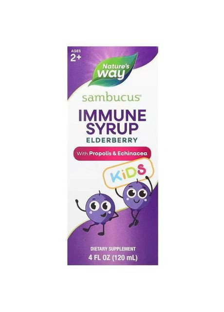 Чорна бузина для дітей Sambucus for Kids Сироп для імунітету з бузиною прополісом та ехінацеєю для дітей віком Nature's Way (361116402)