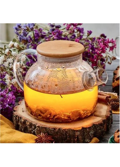 Чайник для заварювання скляний мл з металевим ситом для чаю та холодних напоїв прозрачний ProDobro (365443392)